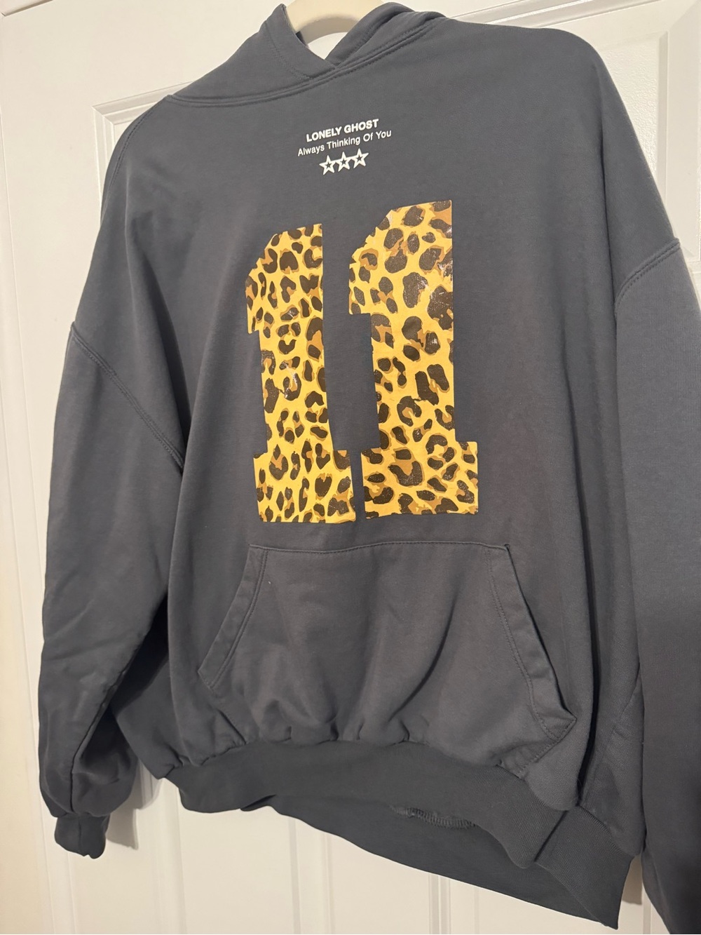 Lonely Ghost Gret Hoodie with Leopard Print '11' Graphic
